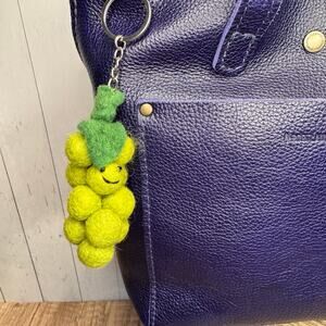 Grapes Fruit Bag Charm Fun Felted Wool Purse Charm NEW Green Accessories NEW!